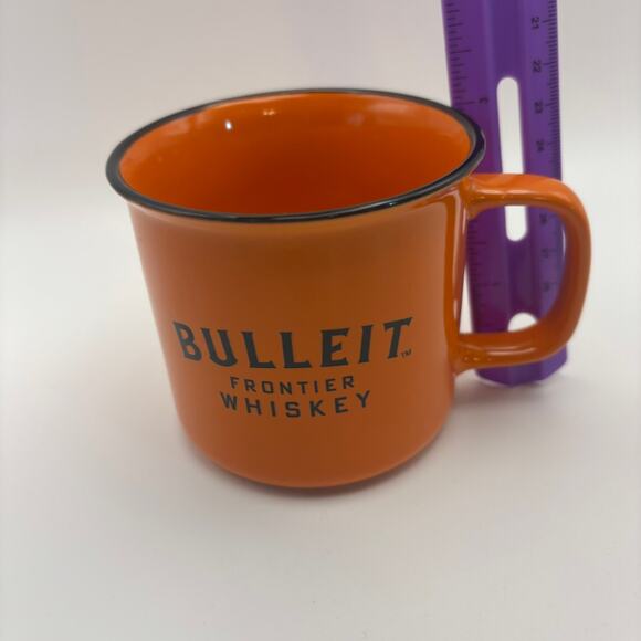 Bulleit Frontier Whiskey Ceramic Coffee Cup Tea Mug Orange Black - Picture 3 of 3